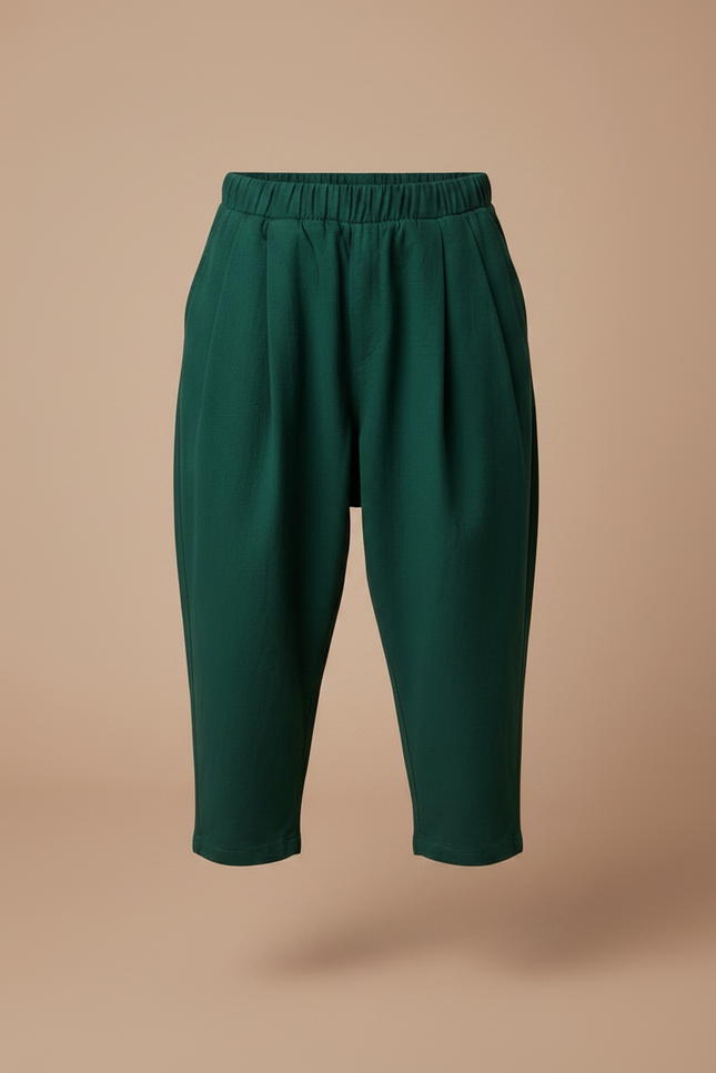 Pantalon À Pince Vert Ample Décontracté Enfant - Coton - vue 3