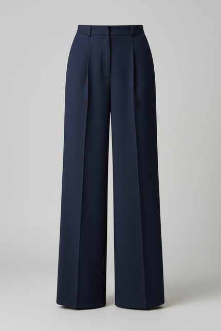 Pantalon À Pince Bleu Marine Fluide Ample Femme - Polyester - vue 3