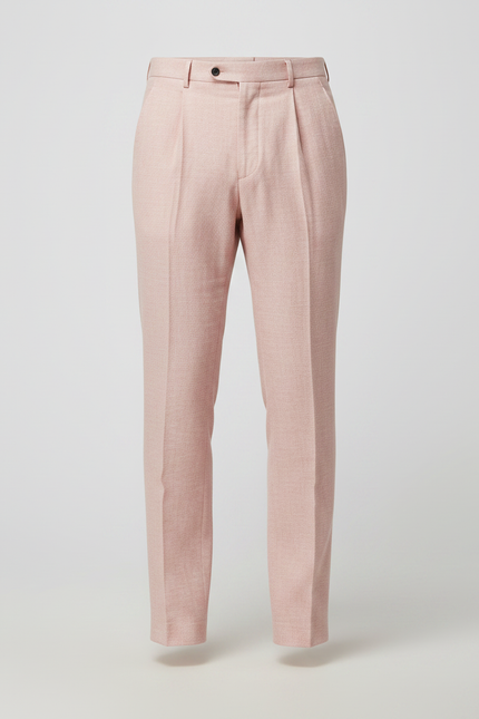 Pantalon À Pince Rose Plissé Élégant Décontracté Homme - Lin - vue 3