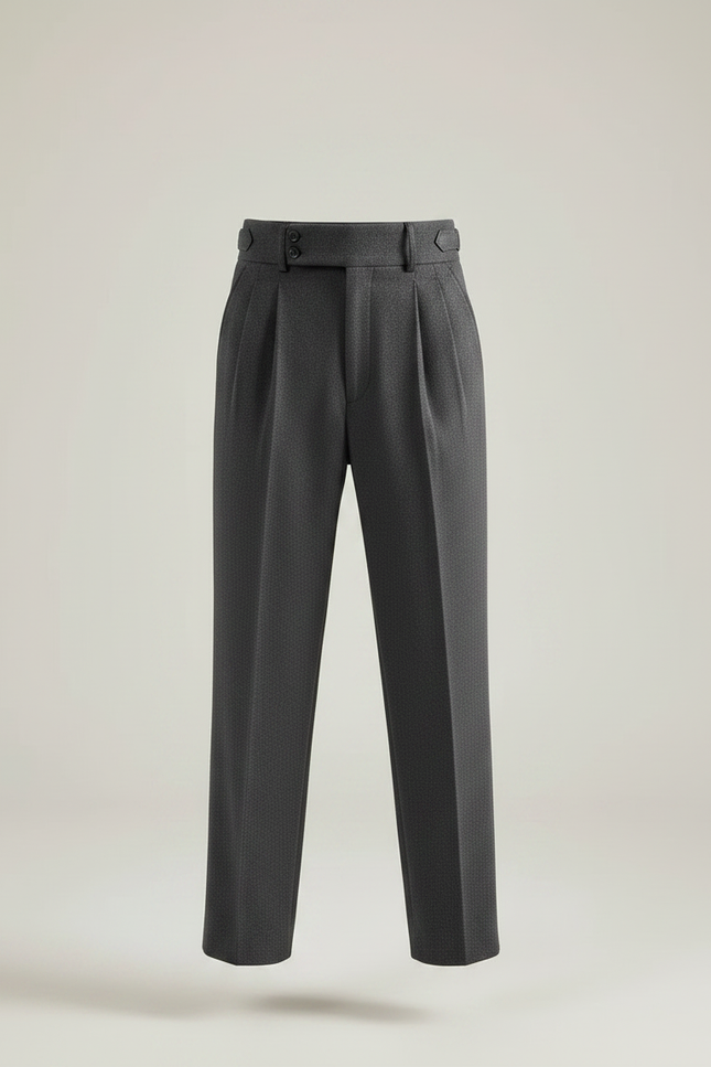 Pantalon À Pince Gris Foncé Droit Plissé Élégant Garçon - Laine - vue 3