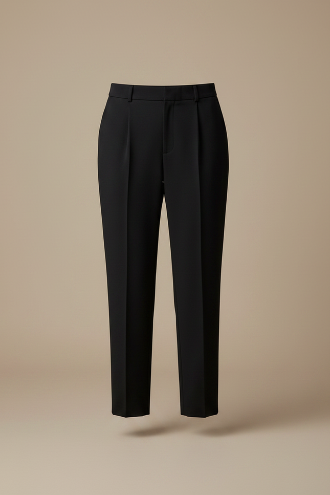 Pantalon À Pince Noir Droit Élégant Femme Fluide - Polyester - vue 3