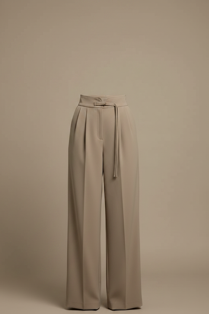 Pantalon À Pince Beige Ample Fluide Décontracté Élégant - Polyester - vue 3