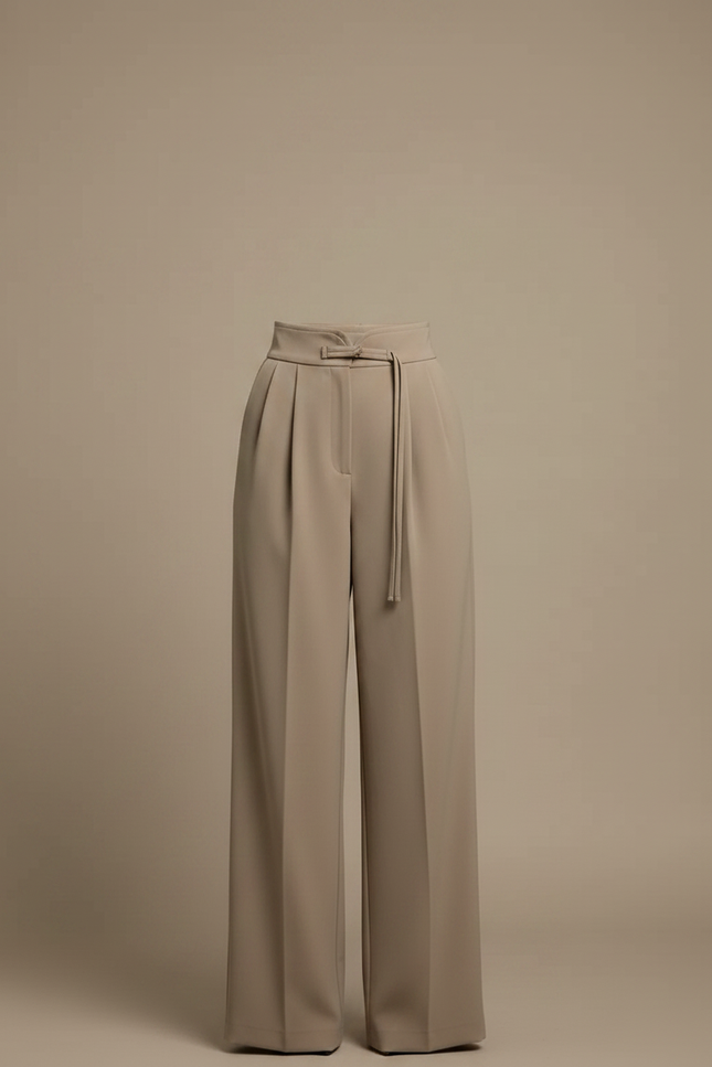 Pantalon À Pince Beige Ample Fluide Décontracté Élégant - Polyester - vue 3