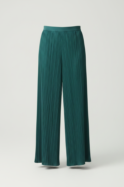 Pantalon À Pince Plissé Ample Vert Émeraude Fluide - Polyester - vue 3