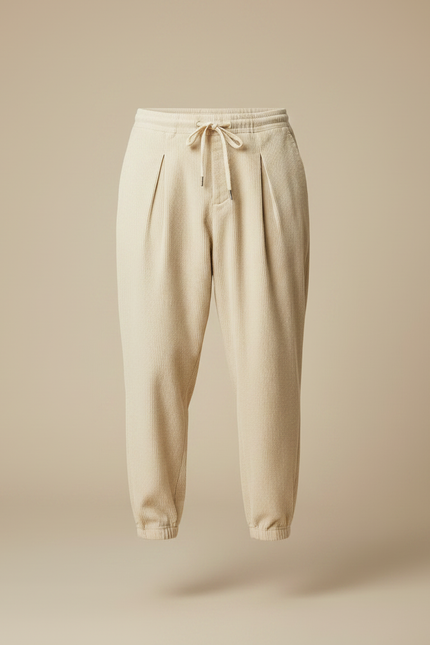 Pantalon À Pince Beige Côtelé Ample Décontracté Homme - Cordé - vue 3