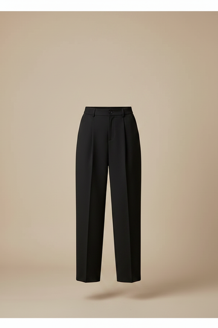 Pantalon À Pince Noir Fluide Taille Haute Décontracté - Viscose - vue 3