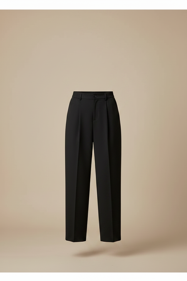 Pantalon À Pince Noir Fluide Taille Haute Décontracté - Viscose - vue 3