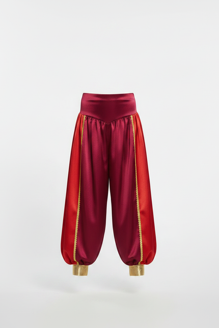 Pantalon À Pince Satiné Bicolore Rouge Doré Ample Enfant - vue 3