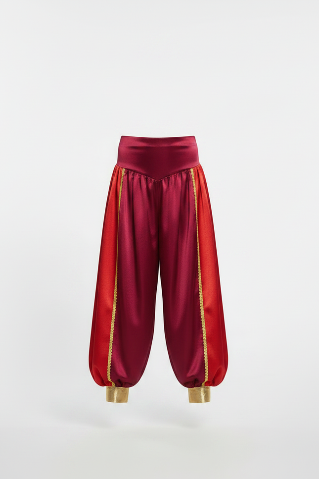 Pantalon À Pince Satiné Bicolore Rouge Doré Ample Enfant - vue 3