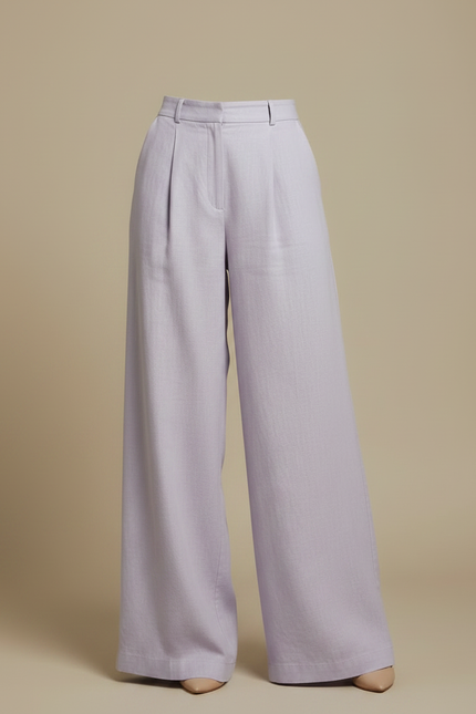 Pantalon À Pince Lavande Ample Plissé Décontracté Femme - Violet Lin - vue 3
