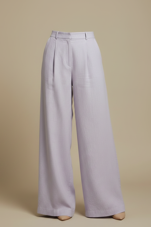 Pantalon À Pince Lavande Ample Plissé Décontracté Femme - Violet Lin - vue 3