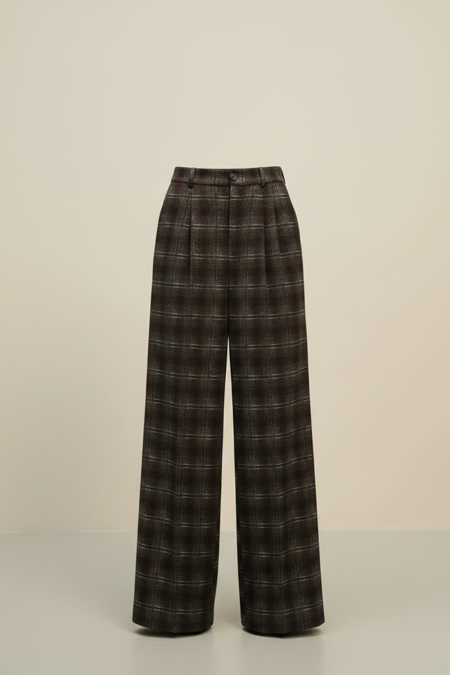 Pantalon À Pince Carreaux Femme - Imprimé Tweed - vue 3