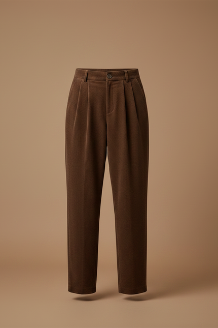 Pantalon À Pince Marron Côtelé Ample Décontracté Vintage - Cordé - vue 3