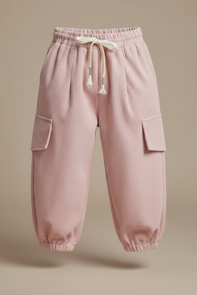 Pantalon À Pince Rose Côtelé Ample Enfant - Cordé - vue 3