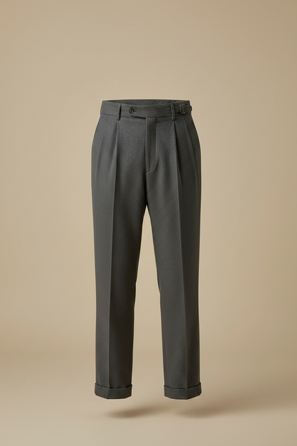 Pantalon À Pince Gris Anthracite Laine Plissé Homme Élégant - vue 3