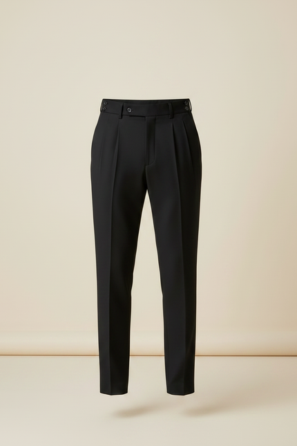 Pantalon À Pince Noir Plissé Élégant Homme Slim - Gabardine - vue 3