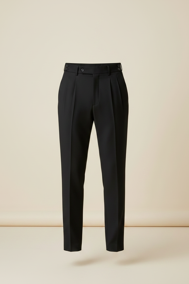 Pantalon À Pince Noir Plissé Élégant Homme Slim - Gabardine - vue 3