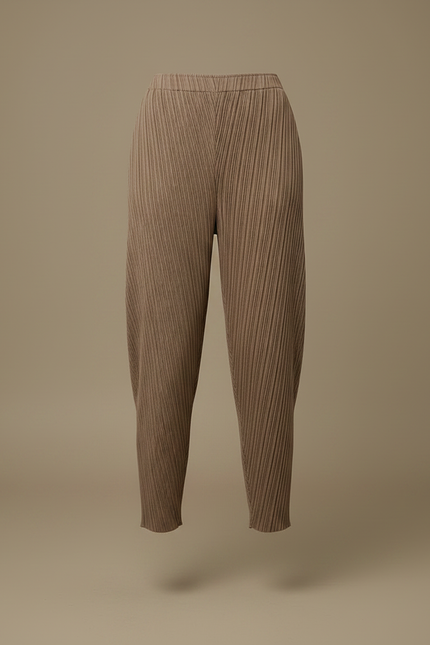 Pantalon À Pince Plissé Fluide Marron Décontracté Femme - Polyester - vue 3