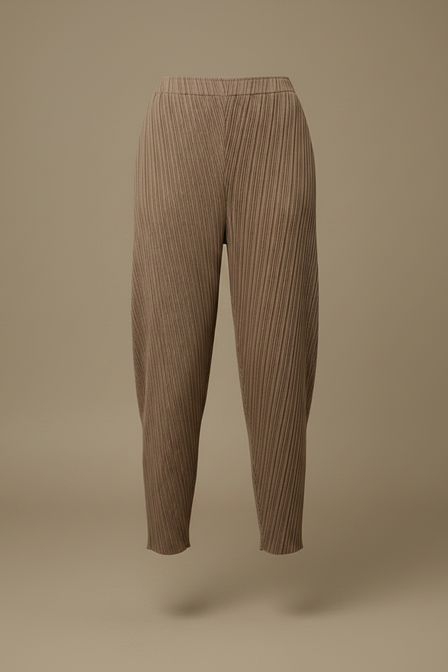 Pantalon À Pince Plissé Fluide Marron Décontracté Femme - Polyester - vue 3