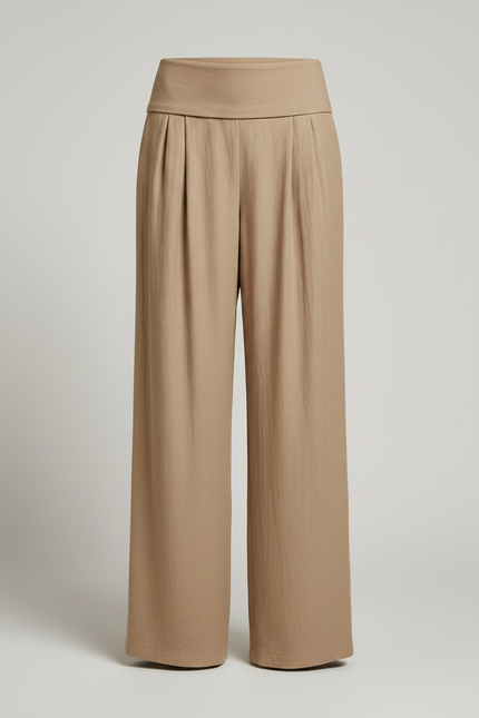 Pantalon À Pince Beige Ample Fluide Décontracté Plissé - Viscose - vue 3