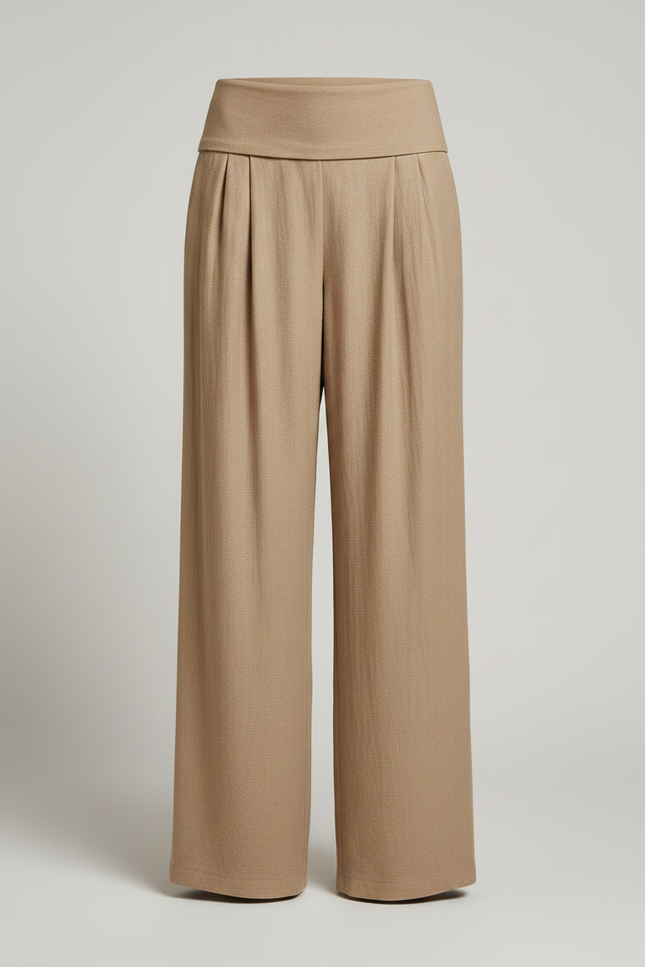 Pantalon À Pince Beige Ample Fluide Décontracté Plissé - Viscose - vue 3