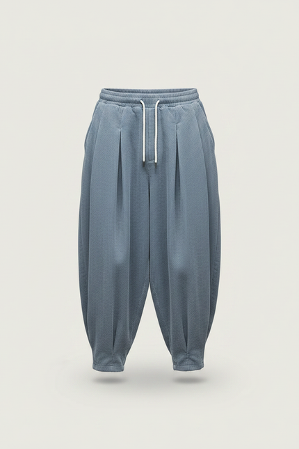 Pantalon À Pince Bleu Côtelé Ample Harem Décontracté - Cordé - vue 3