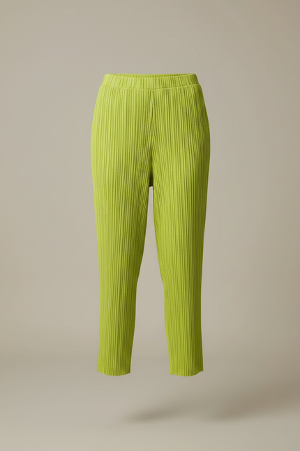 Pantalon À Pince Plissé Vert Acide Cheville Décontracté - Polyester - vue 3