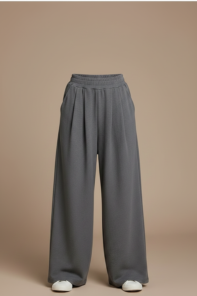 Pantalon À Pince Gris Ample Décontracté Fluide Enfant - Molleton - vue 3