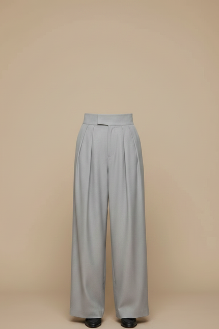 Pantalon À Pince Gris Ample Plissé Décontracté - Gabardine - vue 3