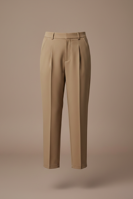 Pantalon À Pince Kaki Plissé Droit Décontracté Femme - Gabardine - vue 3