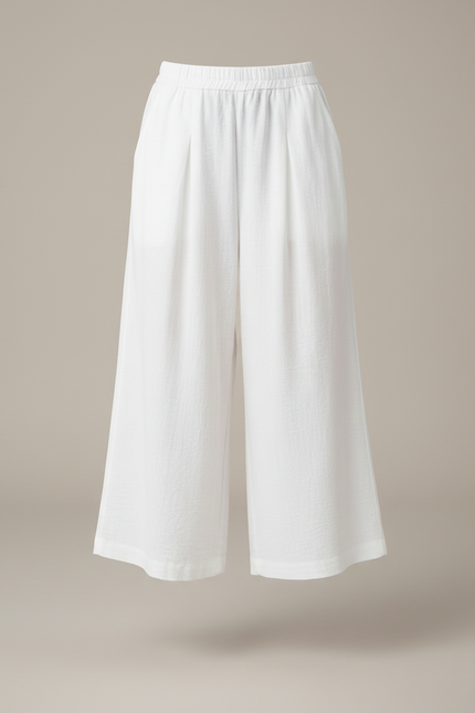 Pantalon À Pince Blanc Fluide Ample Décontracté - Lin - vue 3