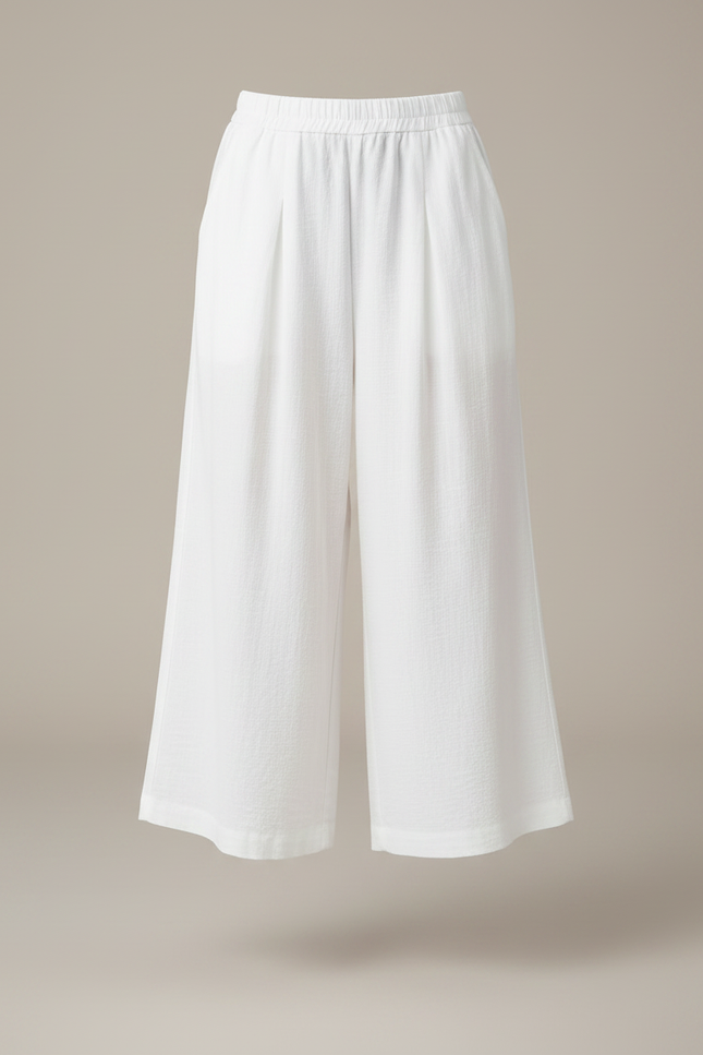 Pantalon À Pince Blanc Fluide Ample Décontracté - Lin - vue 3