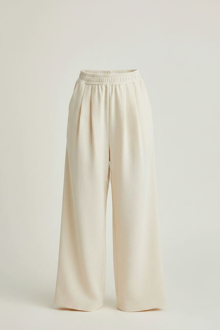 Pantalon À Pince Crème Ample Décontracté Fluide Enfant - Beige Molleton - vue 3