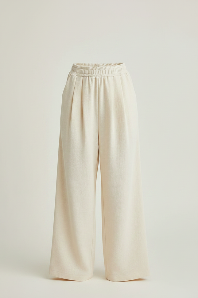 Pantalon À Pince Crème Ample Décontracté Fluide Enfant - Beige Molleton - vue 3