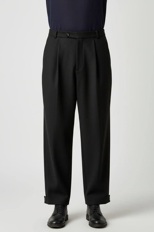 Pantalon À Pince Oversize - Noir Gabardine - vue 3