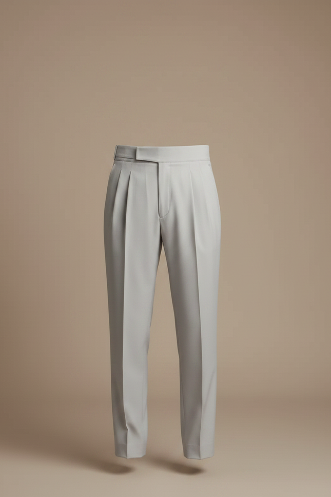 Pantalon À Pince Gris Clair Plissé Élégant Homme - Gabardine - vue 3