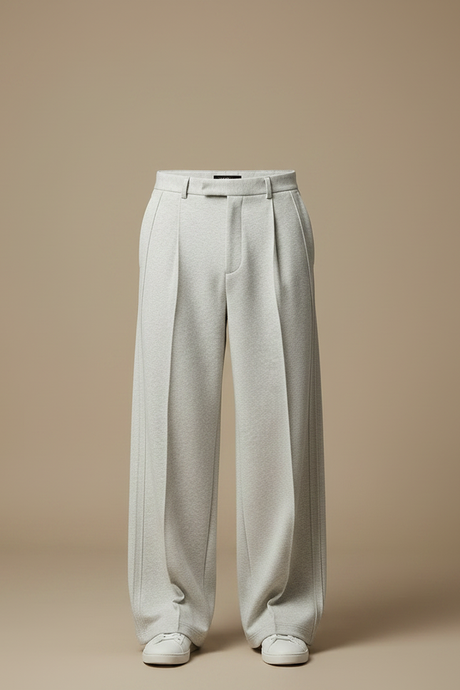 Pantalon À Pince Gris Ample Décontracté Homme - Molleton - vue 3