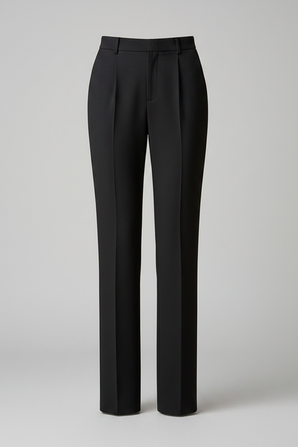 Pantalon À Pince Noir Droit Élégant Minimaliste Femme - Gabardine - vue 3