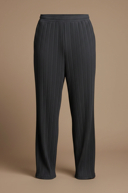 Pantalon À Pince Gris Plissé Ample Décontracté Léger Fluide - Polyester - vue 3
