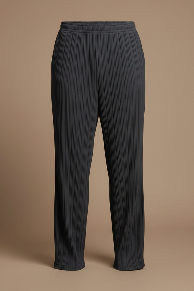 Pantalon À Pince Gris Plissé Ample Décontracté Léger Fluide - Polyester - vue 3