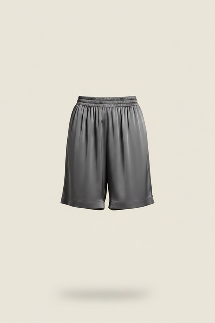 Pantalon À Pince Gris Satiné Ample Fluide Élégant - vue 3