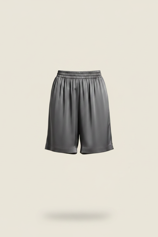 Pantalon À Pince Gris Satiné Ample Fluide Élégant - vue 3
