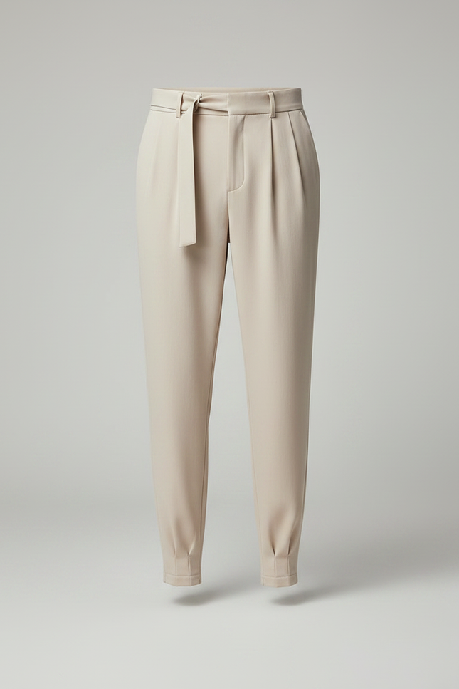 Pantalon À Pince Crème - Beige Polyester - vue 3