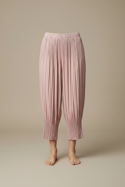 Pantalon À Pince Plissé Rose Fluide Confortable - Polyester - vue 3