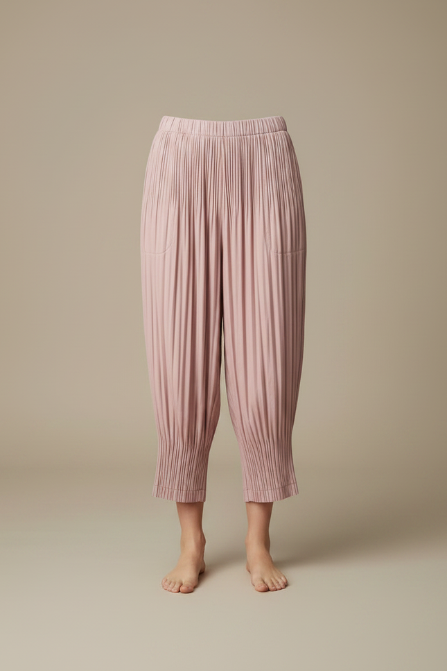 Pantalon À Pince Plissé Rose Fluide Confortable - Polyester - vue 3
