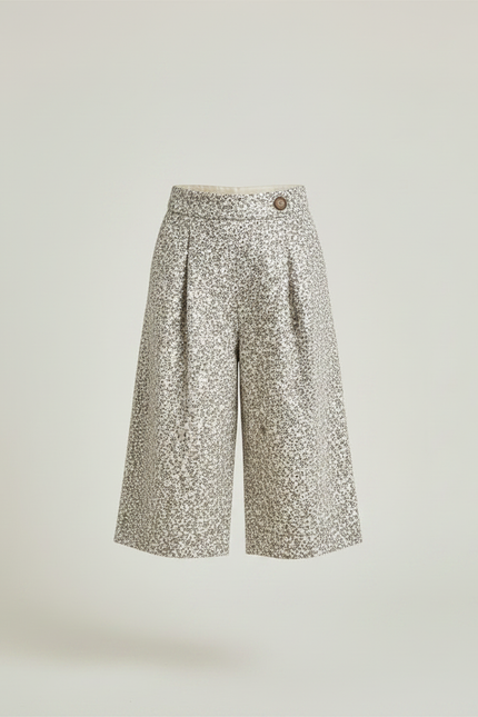 Pantalon À Pince Fleuri Évasé Décontracté Enfant Fille - Imprimé Tweed - vue 3