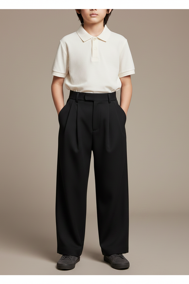 Pantalon À Pince 711b - Noir Polyester - vue 3