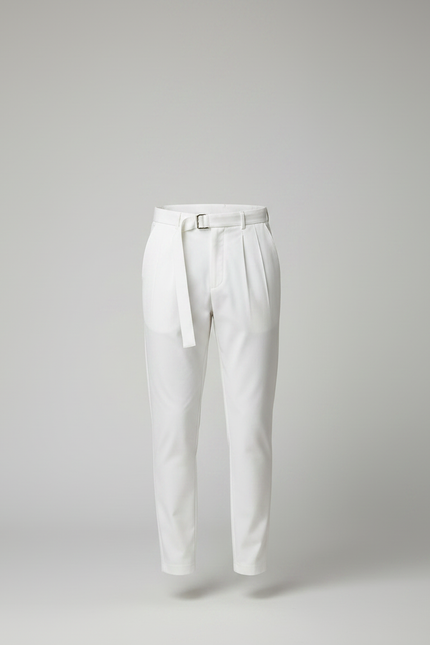 Pantalon À Pince Blanc Plissé Élégant Homme - Polyester - vue 3