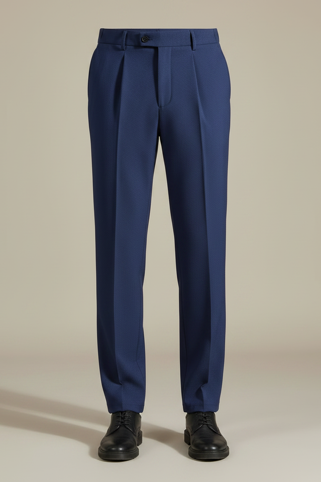 Pantalon À Pince Bleu Marine Plissé Droit Homme Élégant - Gabardine - vue 3