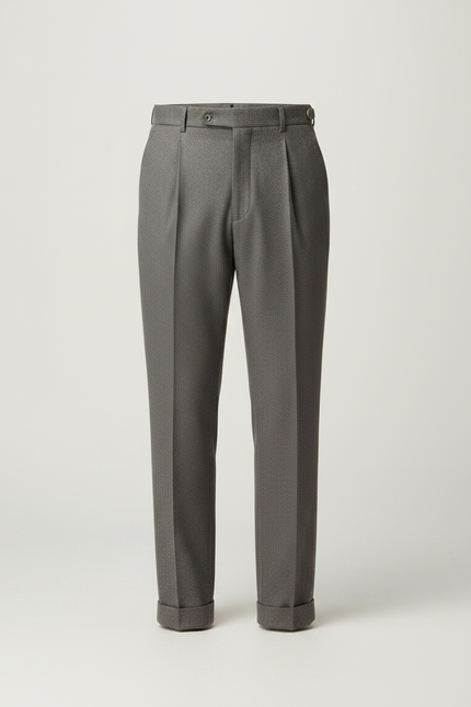 Pantalon À Pince Gris Plissé Tissu Élégant Décontracté - Laine - vue 3
